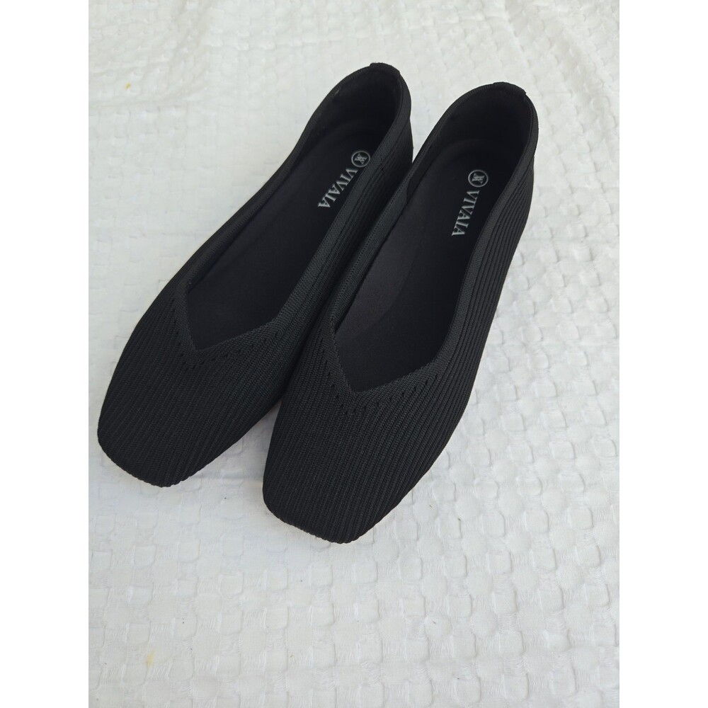 Vivaia Black Margot Cloud Walker Slip On Square Toe Flats Women Sz 35.5 / 5.5